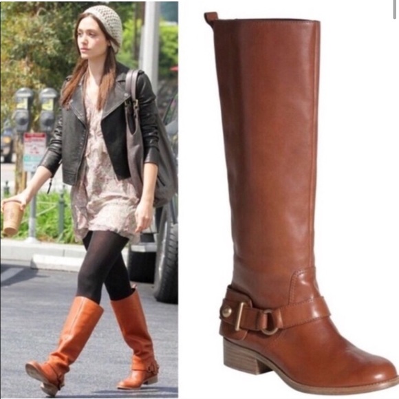 Coach Natalie cognac brown leather tall riding boots Women’s Size 7 - Picture 2 of 14